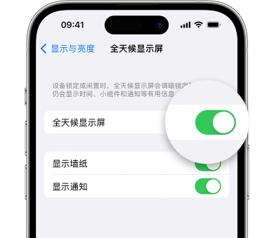 高邮苹果15预约维修分享iPhone15如何设置全天候显示屏幕可见 