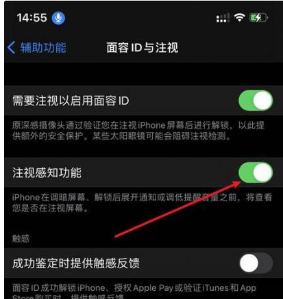 高邮苹果14维修网点分享iPhone14注视感知功能有什么用 